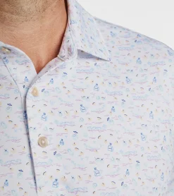 New Peter Millar 5 O'clock In Fiji Performance Jersey Polo White