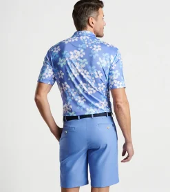 Discount Peter Millar Abstract Floral Performance Jersey Polo BONDI BLUE