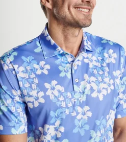 Discount Peter Millar Abstract Floral Performance Jersey Polo BONDI BLUE