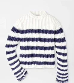 Fashion Peter Millar Alek Wide Sleeve Stripe Sweater White/Navy