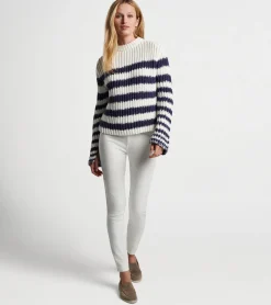 Fashion Peter Millar Alek Wide Sleeve Stripe Sweater White/Navy