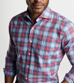 Fashion Peter Millar Alton Cotton Sport Shirt Cottage Blue