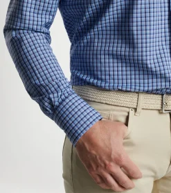 New Peter Millar Ashbury Performance Twill Sport Shirt Sport Navy