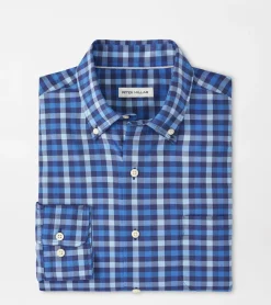 Sale Peter Millar Becket Cotton-Stretch Sport Shirt Cottage Blue