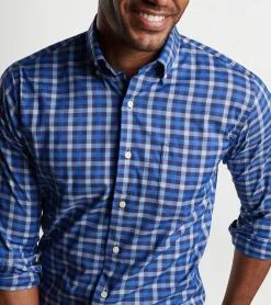 Sale Peter Millar Becket Cotton-Stretch Sport Shirt Cottage Blue