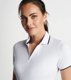 Hot Peter Millar Betty Drop-V Polo STORM/WHITE