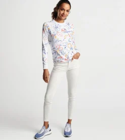 Discount Peter Millar Birdie Multi Floral Sport Sweatshirt White
