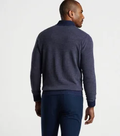 New Peter Millar Breaker Birdseye Quarter-Zip BALSAM