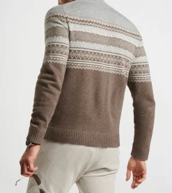 New Peter Millar Brunhall Full-Button Fair Isle Cardigan JUTE