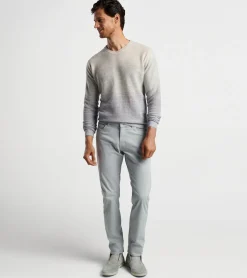 New Peter Millar Camden High V Striped Sweater British Grey