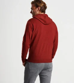 New Peter Millar Conway Wool Cashmere Popover Hoodie DENIM BLUE