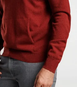 New Peter Millar Conway Wool Cashmere Popover Hoodie DENIM BLUE