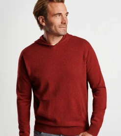 New Peter Millar Conway Wool Cashmere Popover Hoodie DENIM BLUE