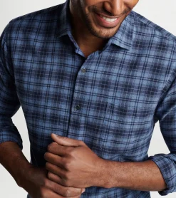 Clearance Peter Millar Crestline Cotton Sport Shirt TWILIGHT BLUE