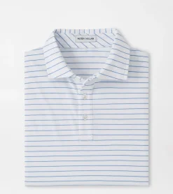 Discount Peter Millar Crown Comfort Cotton Polo Harp Stripe Atlantic Blue