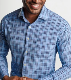 Outlet Peter Millar Darien Performance Poplin Sport Shirt Cottage Blue