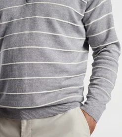 Hot Peter Millar Eastham Striped Quarter-Zip Sweater British Grey