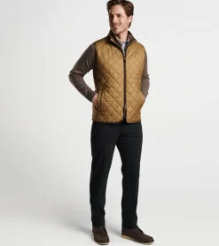 Discount Peter Millar Essex Quilted Travel Vest Khaki