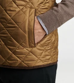 Discount Peter Millar Essex Quilted Travel Vest Khaki