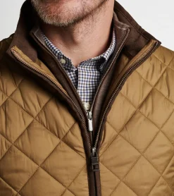 Discount Peter Millar Essex Quilted Travel Vest Khaki