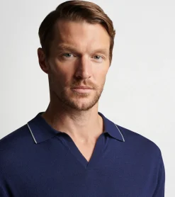 Discount Peter Millar Excursionist Flex Riviera Collar Sweater Navy