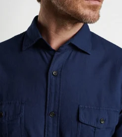 Clearance Peter Millar Fallside Cotton Sport Shirt Navy