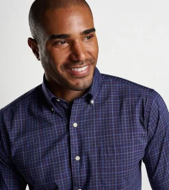 Fashion Peter Millar Fenton Cotton-Stretch Sport Shirt Navy