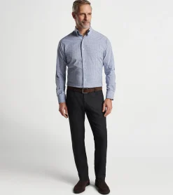 Hot Peter Millar Fitch Performance Poplin Sport Shirt Vintage Indigo