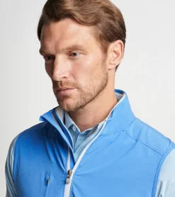 New Peter Millar Flex Adapt Half-Zip Pullover Vest Marina Blue