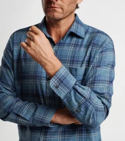 New Peter Millar Forest Knolls Cotton Sport Shirt RESERVOIR