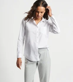 Online Peter Millar Garment-Dyed Cotton Button Up Blouse White