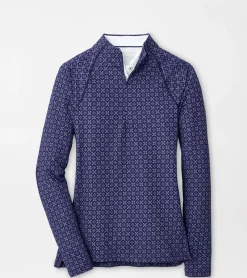 New Peter Millar Geo Raglan-Sleeve Perth Layer Navy