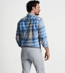 Hot Peter Millar Goodman Italian Flannel Sport Shirt Vintage Indigo