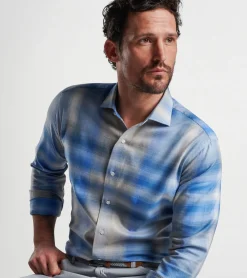 Hot Peter Millar Goodman Italian Flannel Sport Shirt Vintage Indigo