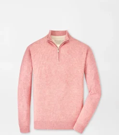 New Peter Millar Harbour Cashmere Linen Quarter Zip British Grey