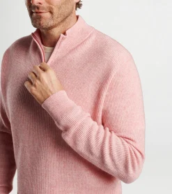 New Peter Millar Harbour Cashmere Linen Quarter Zip British Grey