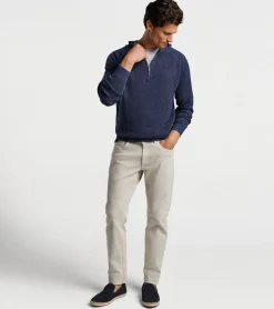 New Peter Millar Holden Quarter-Zip Hoodie Sweater Navy