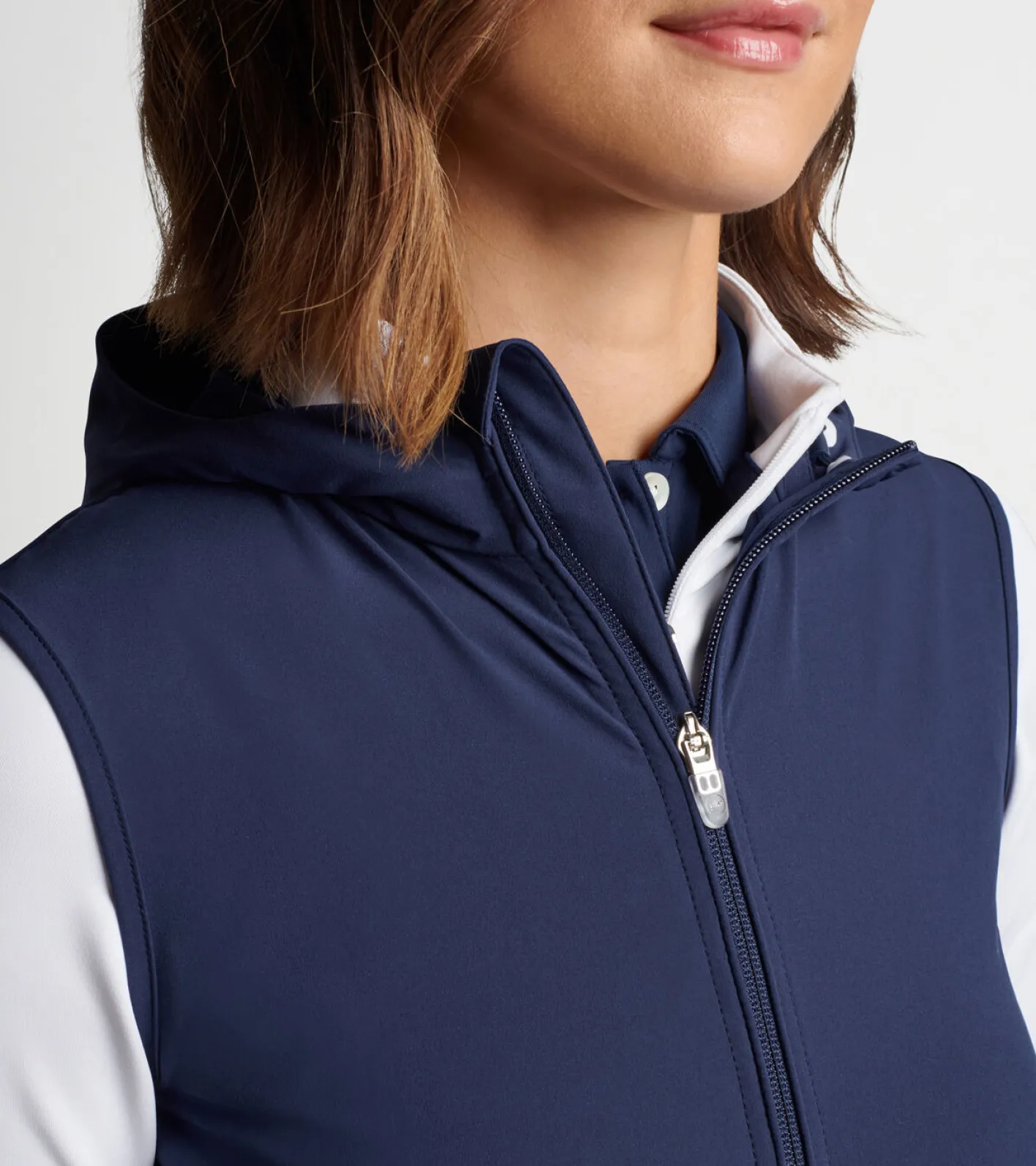 New Peter Millar Jameson Full-Zip Hooded Vest Navy