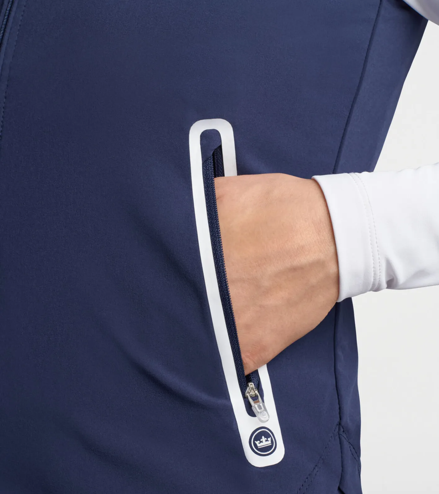 New Peter Millar Jameson Full-Zip Hooded Vest Navy