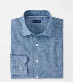 Outlet Peter Millar Japanese Selvedge Sport Shirt Light Chambray