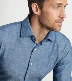 Outlet Peter Millar Japanese Selvedge Sport Shirt Light Chambray