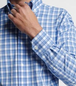 Discount Peter Millar Joplin Performance Poplin Sport Shirt Regatta Blue