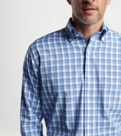 Discount Peter Millar Joplin Performance Poplin Sport Shirt Regatta Blue