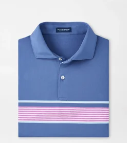 Discount Peter Millar Ledger Performance Jersey Polo BLUE PEARL