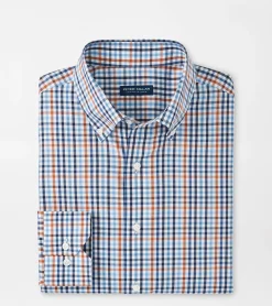 New Peter Millar Lenox Cotton Sport Shirt Navy