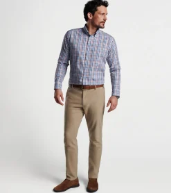 New Peter Millar Lenox Cotton Sport Shirt Navy