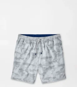 Sale Peter Millar Logo Camo Swim Trunk Gale Grey