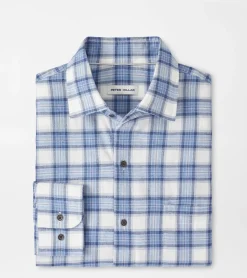 New Peter Millar Oakhurst Cotton Sport Shirt Winter Ivory