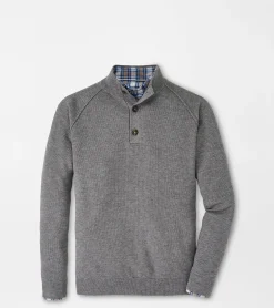 New Peter Millar Parkway Textured 3-Button Mock Gale Grey