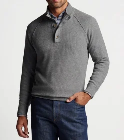 New Peter Millar Parkway Textured 3-Button Mock Gale Grey